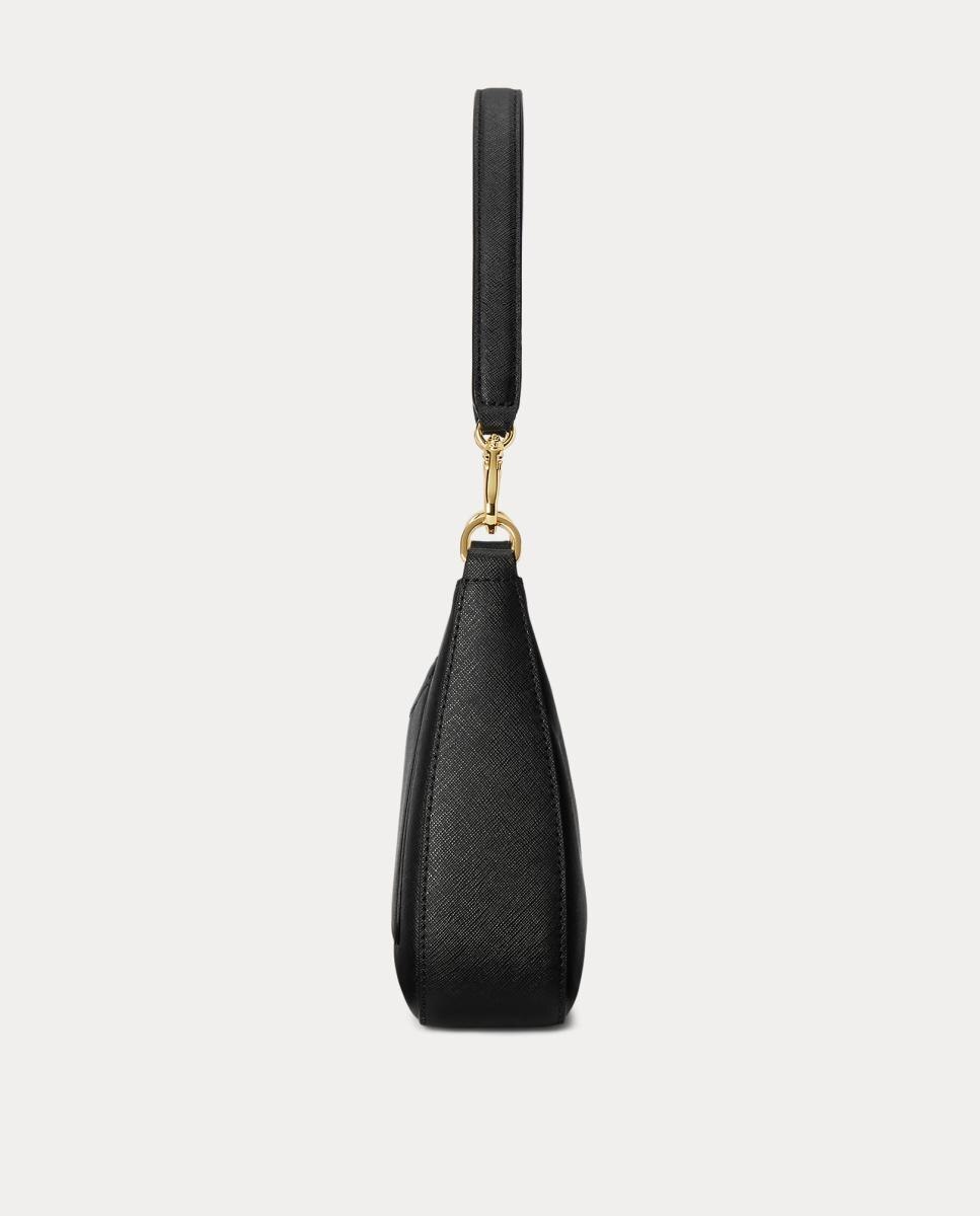 Mala Hobo Média Danni com Logótipo Metálico e em Pele - Preto Preto-7