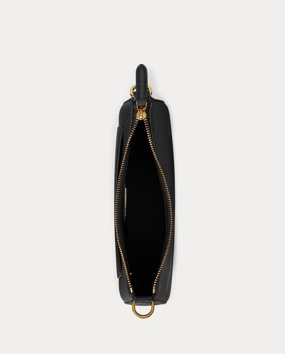 Mala Hobo Média Danni com Logótipo Metálico e em Pele - Preto Preto-10
