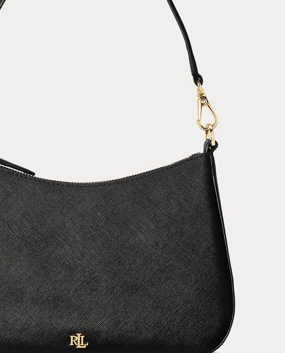 Mala Hobo Média Danni com Logótipo Metálico e em Pele - Preto Preto-11