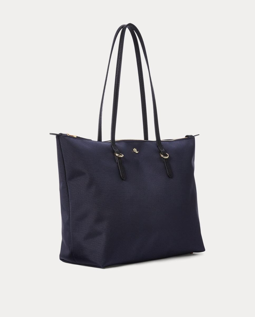 Mala Tipo Tote Média Keaton com Fecho de Correr e em Nylon - Azul-Marinho Azul-marinho-3