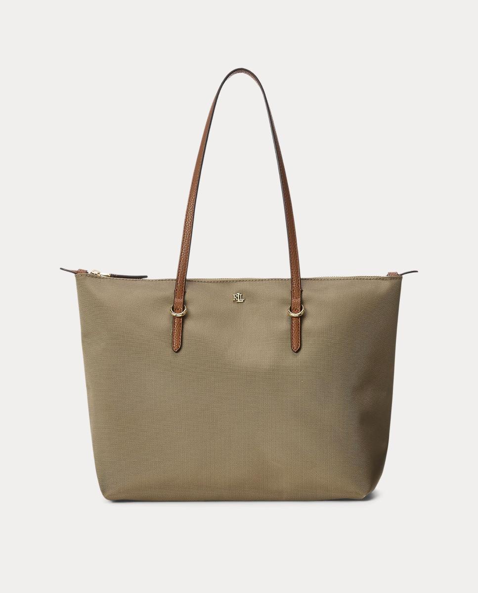 Mala Tipo Tote Média Keaton com Fecho de Correr e em Nylon - Camel Camel-1