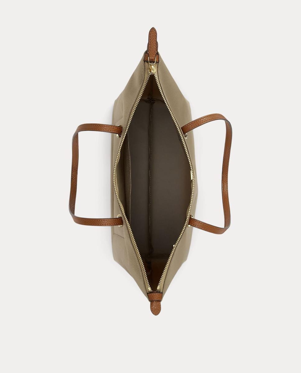 Mala Tipo Tote Média Keaton com Fecho de Correr e em Nylon - Camel Camel-5