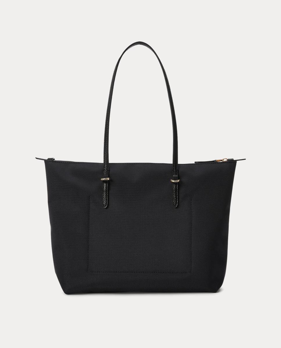 Mala Tipo Tote Média Keaton com Fecho de Correr e em Nylon - Preto Preto-4