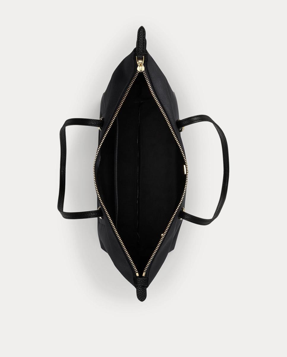 Mala Tipo Tote Média Keaton com Fecho de Correr e em Nylon - Preto Preto-5