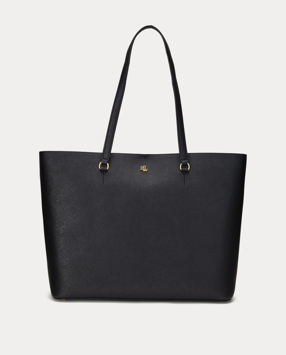 Imagem 0 de Mala Tipo Tote Grande de Pele Karly Mosquetão - Preto
