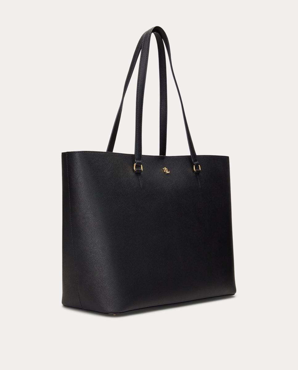 Mala Tipo Tote Grande de Pele Karly Mosquetão - Preto Preto-3