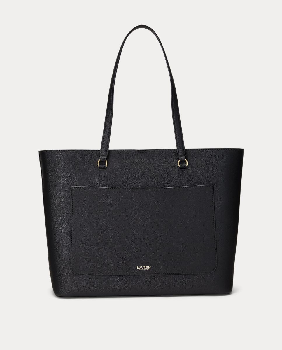Mala Tipo Tote Grande de Pele Karly Mosquetão - Preto Preto-4