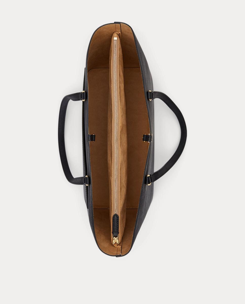 Mala Tipo Tote Grande de Pele Karly Mosquetão - Preto Preto-5