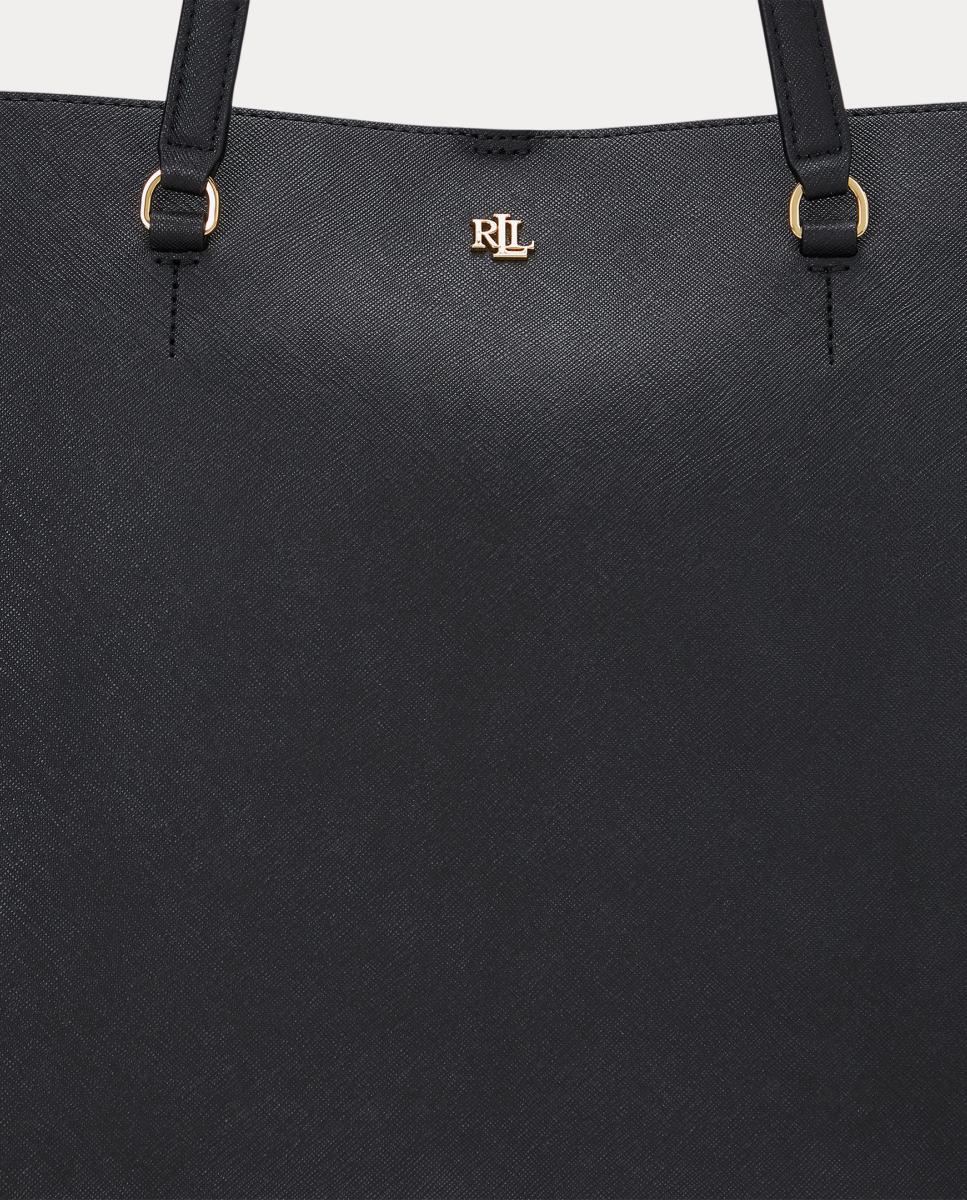 Mala Tipo Tote Grande de Pele Karly Mosquetão - Preto Preto-6