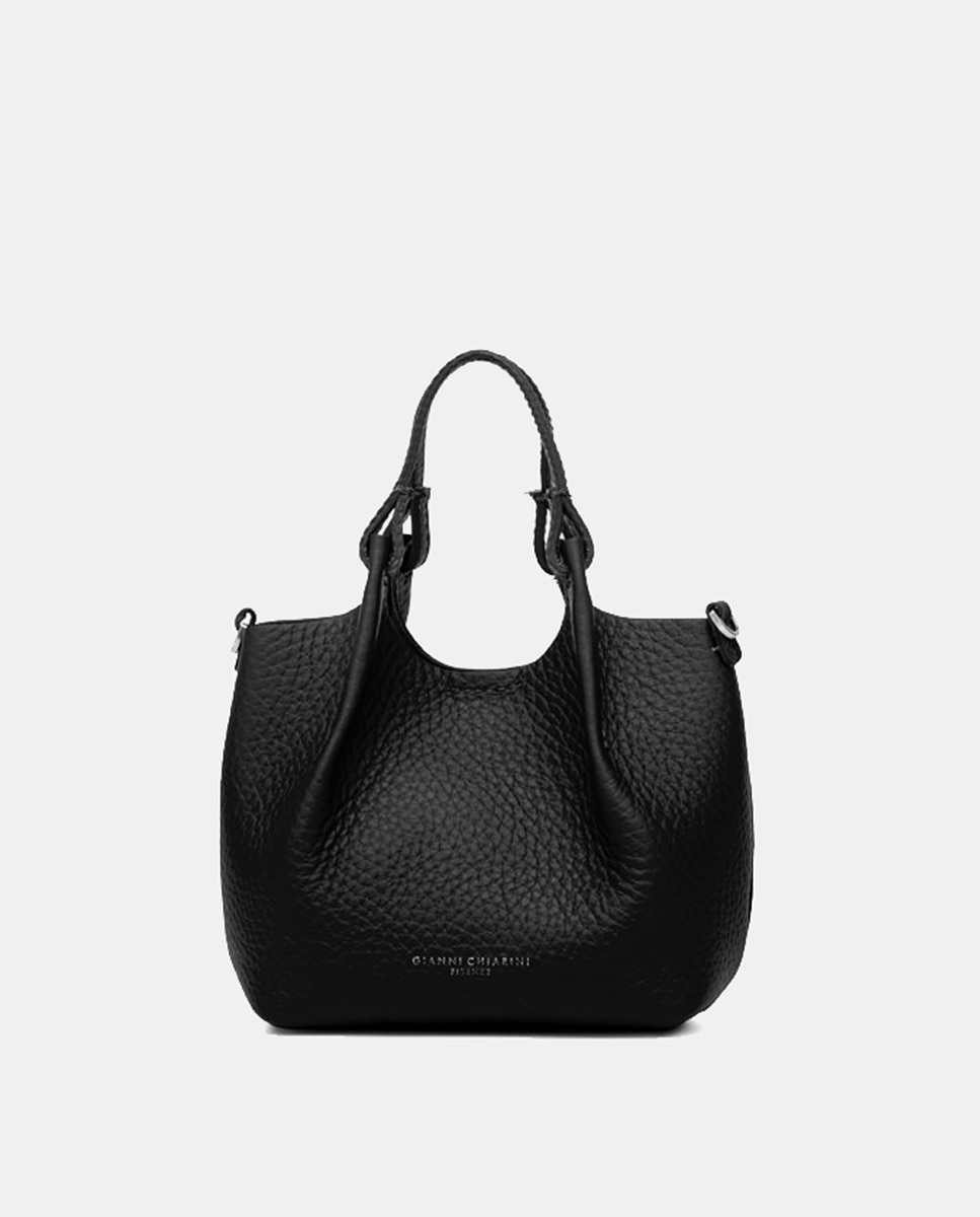 Mala Hobo com Alça de Tiracolo e em Pele de Bovino - Preto Preto-1