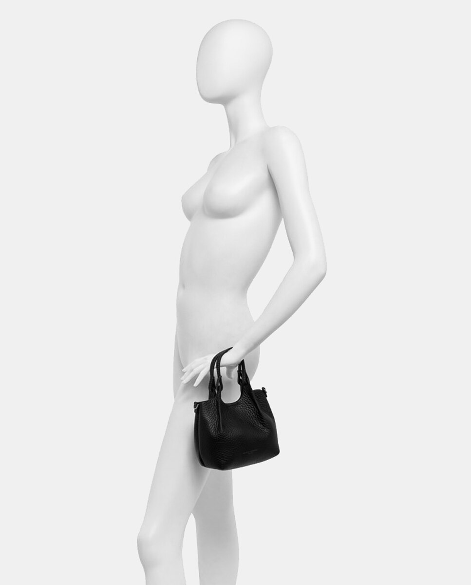 Mala Hobo com Alça de Tiracolo e em Pele de Bovino - Preto Preto-7