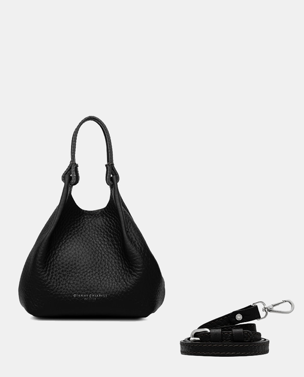 Mala Hobo com Alça de Tiracolo e em Pele de Bovino - Preto Preto-8