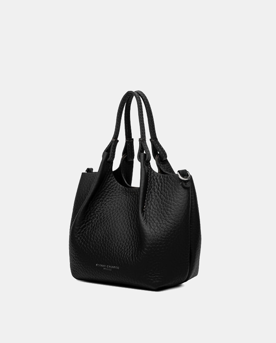 Mala Hobo com Alça de Tiracolo e em Pele de Bovino - Preto Preto-9