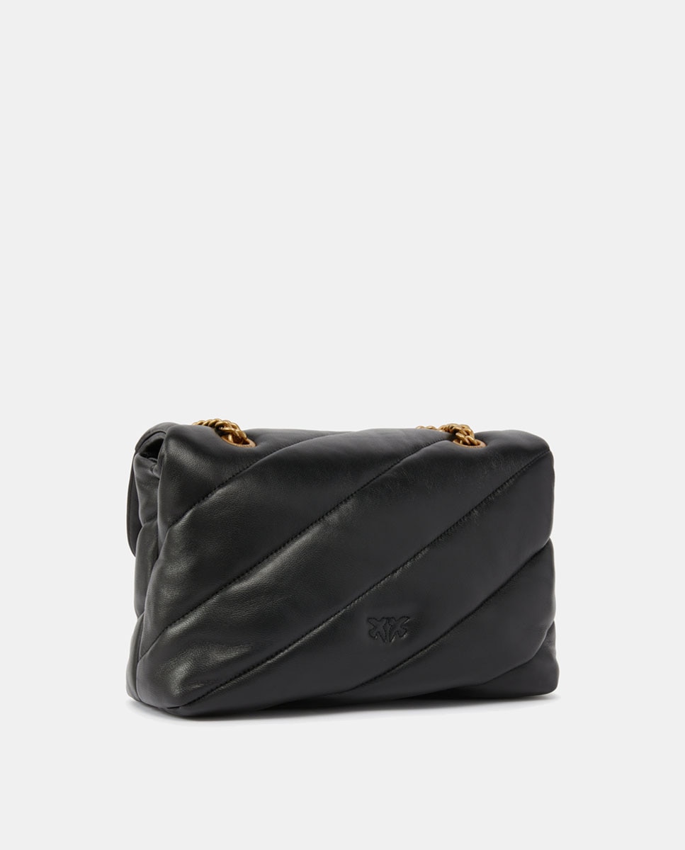 Mala a Tiracolo Classic Love Média com Aba e em Pele - Preto Preto-2