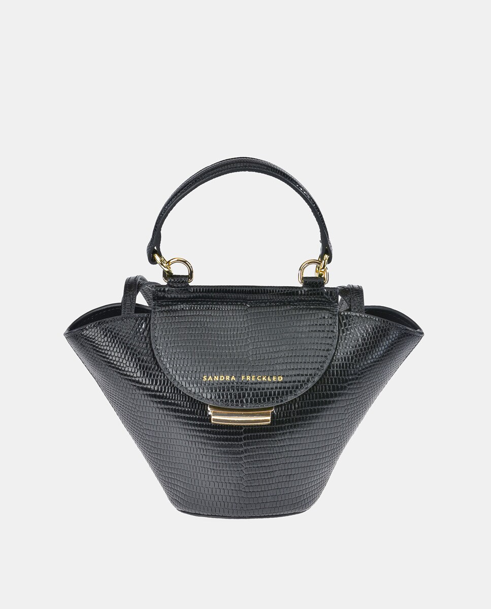 Bolso de hombro en piel - Sandra Freckled - Negro Negro-5