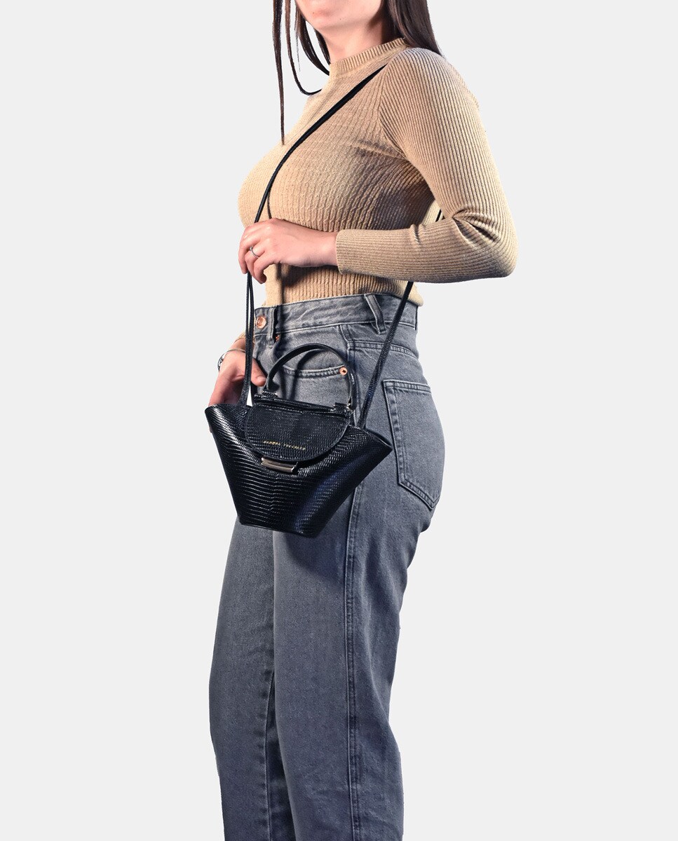 Bolso de hombro en piel - Sandra Freckled - Negro Negro-6
