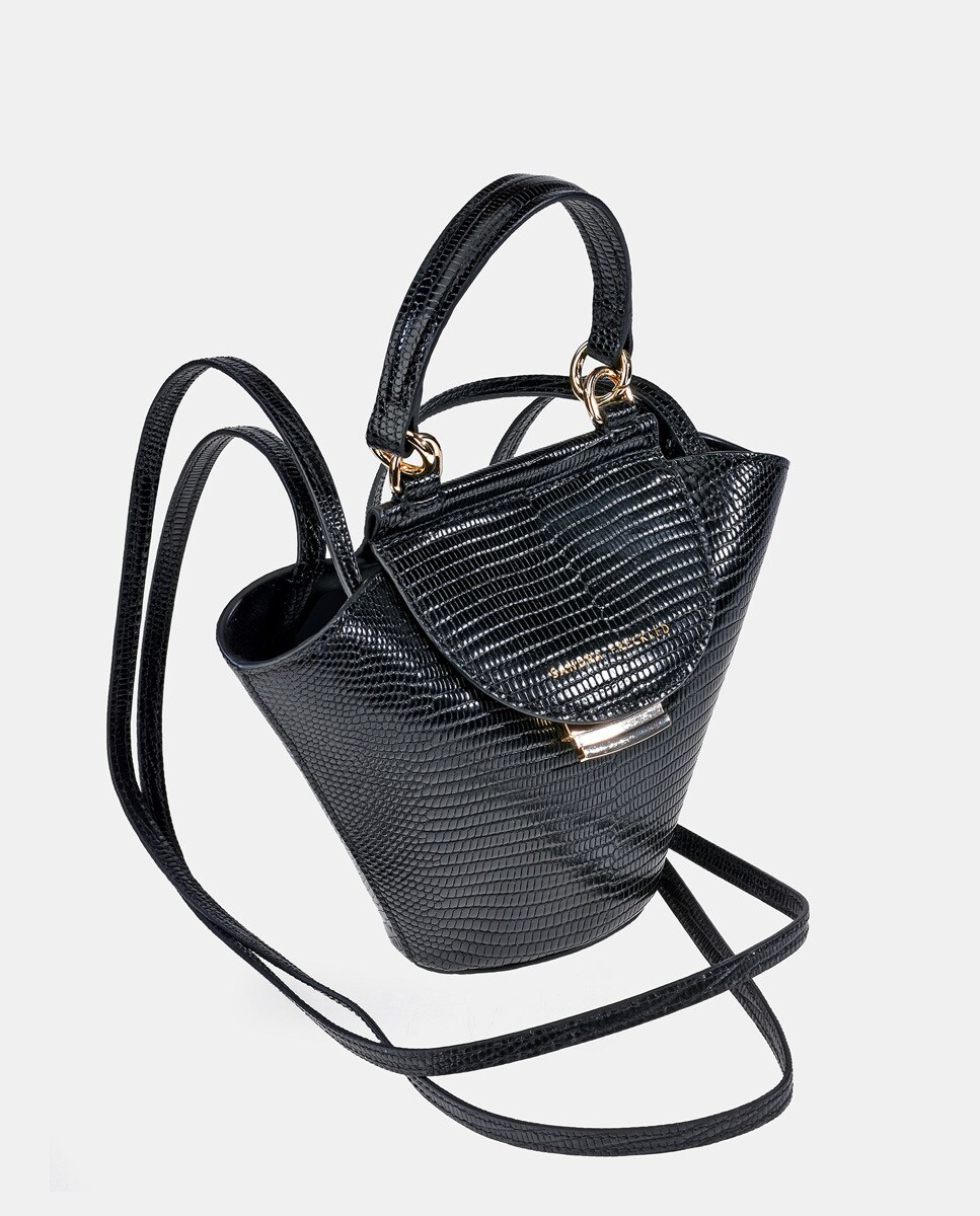 Bolso de hombro en piel - Sandra Freckled - Negro Negro-7
