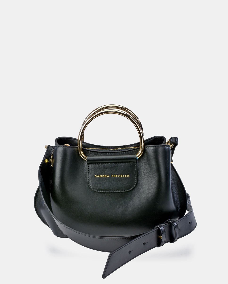 Imagen 1 de Bolso de mano con bandolera en piel - Sandra Freckled - Negro Negro
