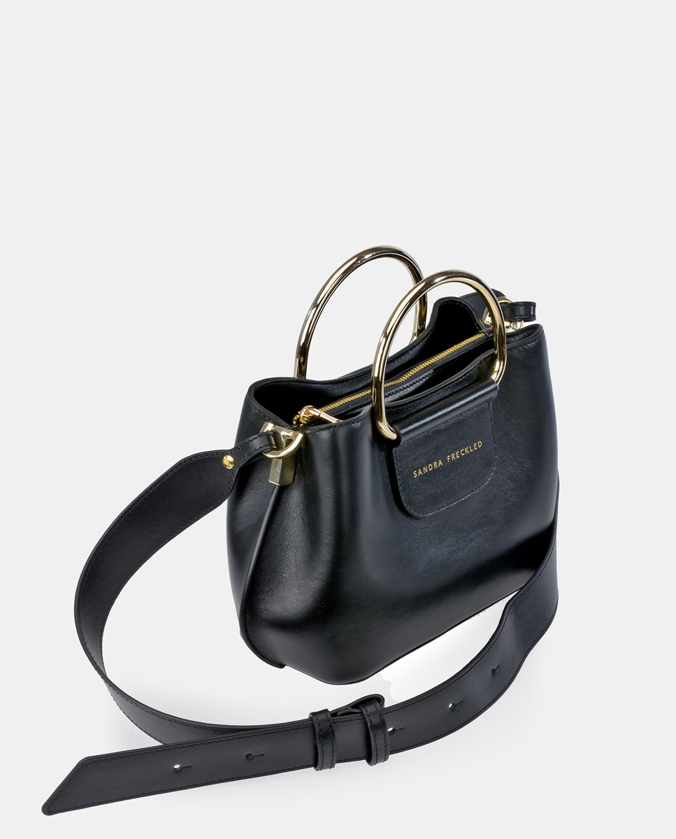 Imagen 2 de Bolso de mano con bandolera en piel - Sandra Freckled - Negro Negro