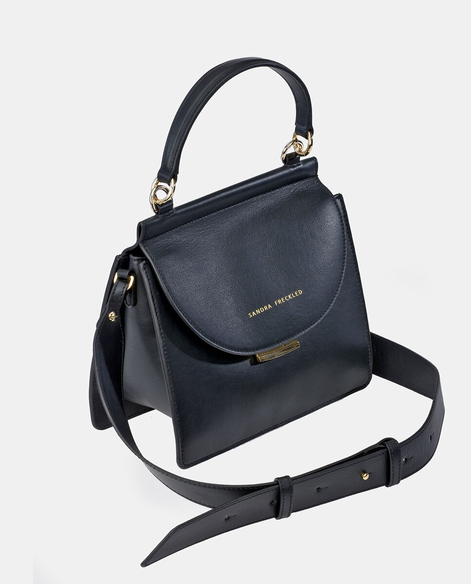 Bolso de mano con solapa en piel lisa - Sandra Freckled - Negro Negro-2