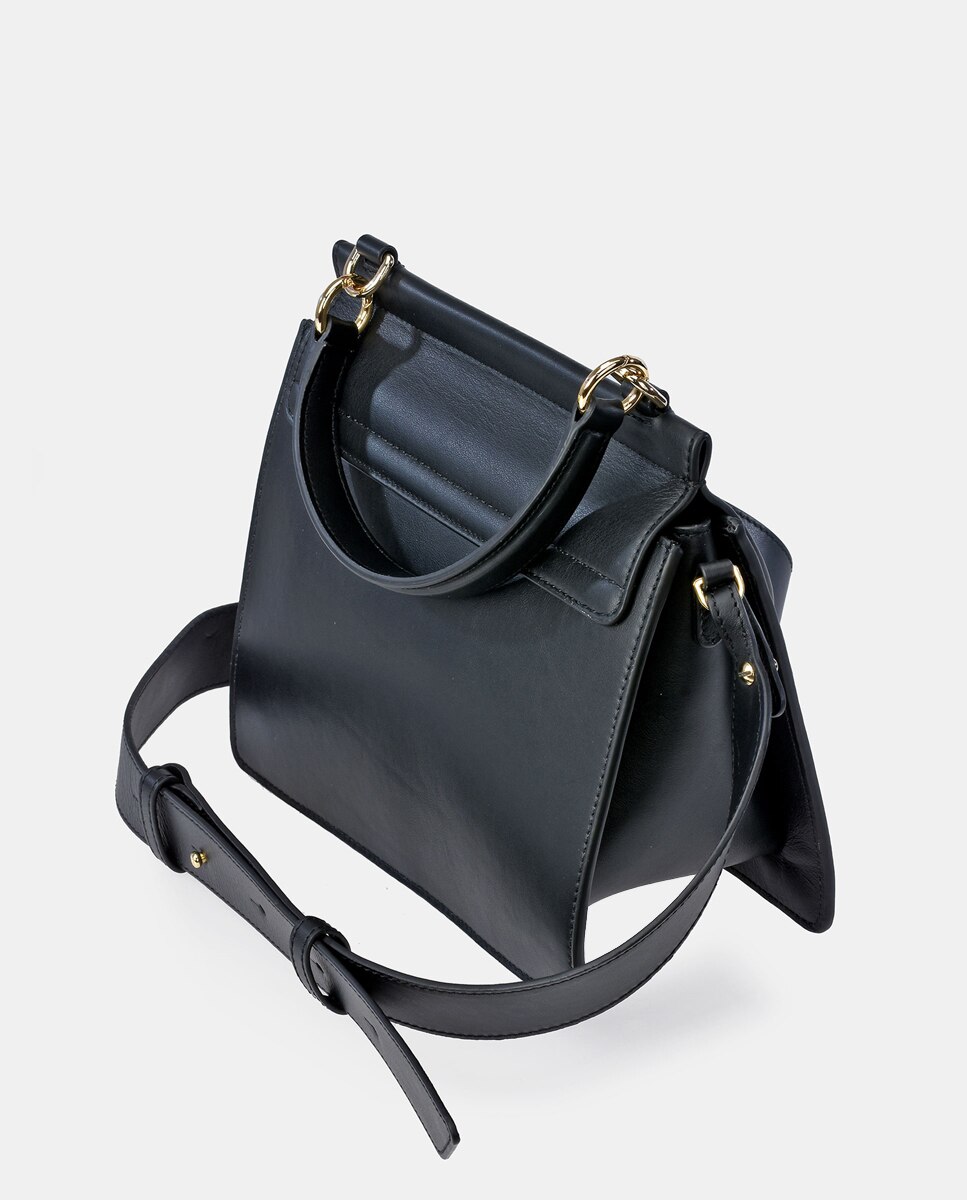 Bolso de mano con solapa en piel lisa - Sandra Freckled - Negro Negro-3
