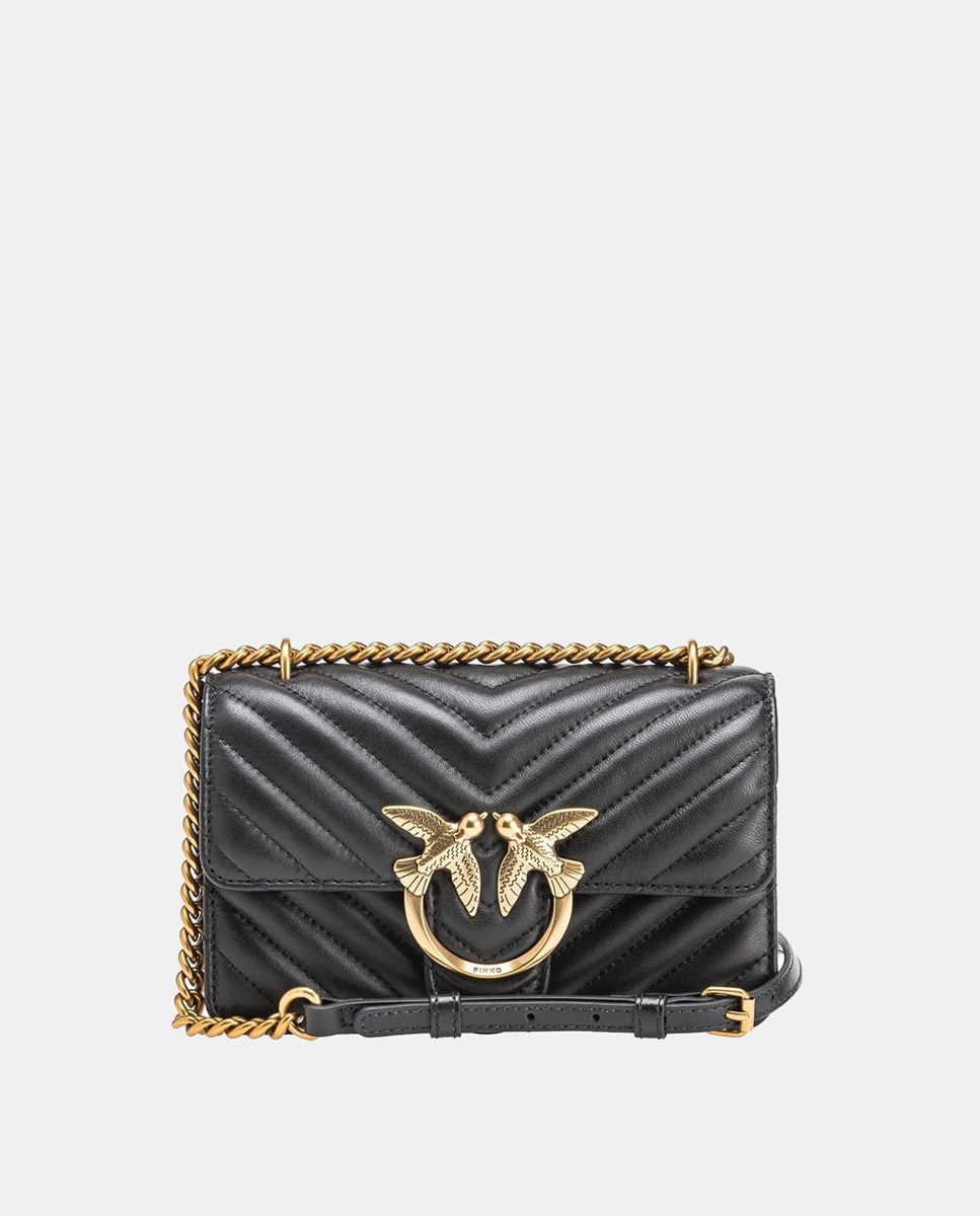 Mala a Tiracolo Love Icon Mini Chevron Preto-1