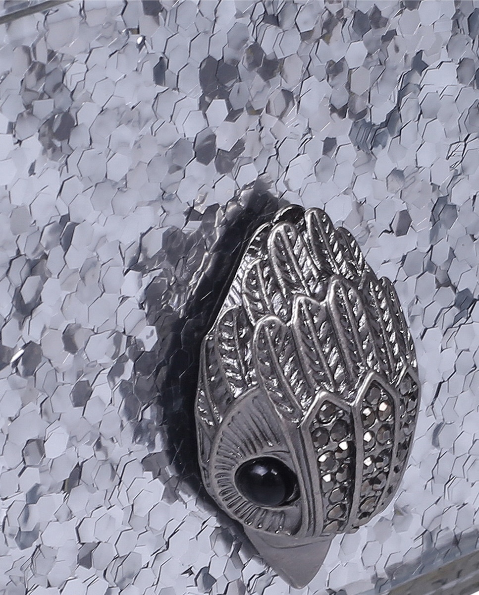 Mala Clutch de Festa com Corrente - Prateado Metalizado Prata-4