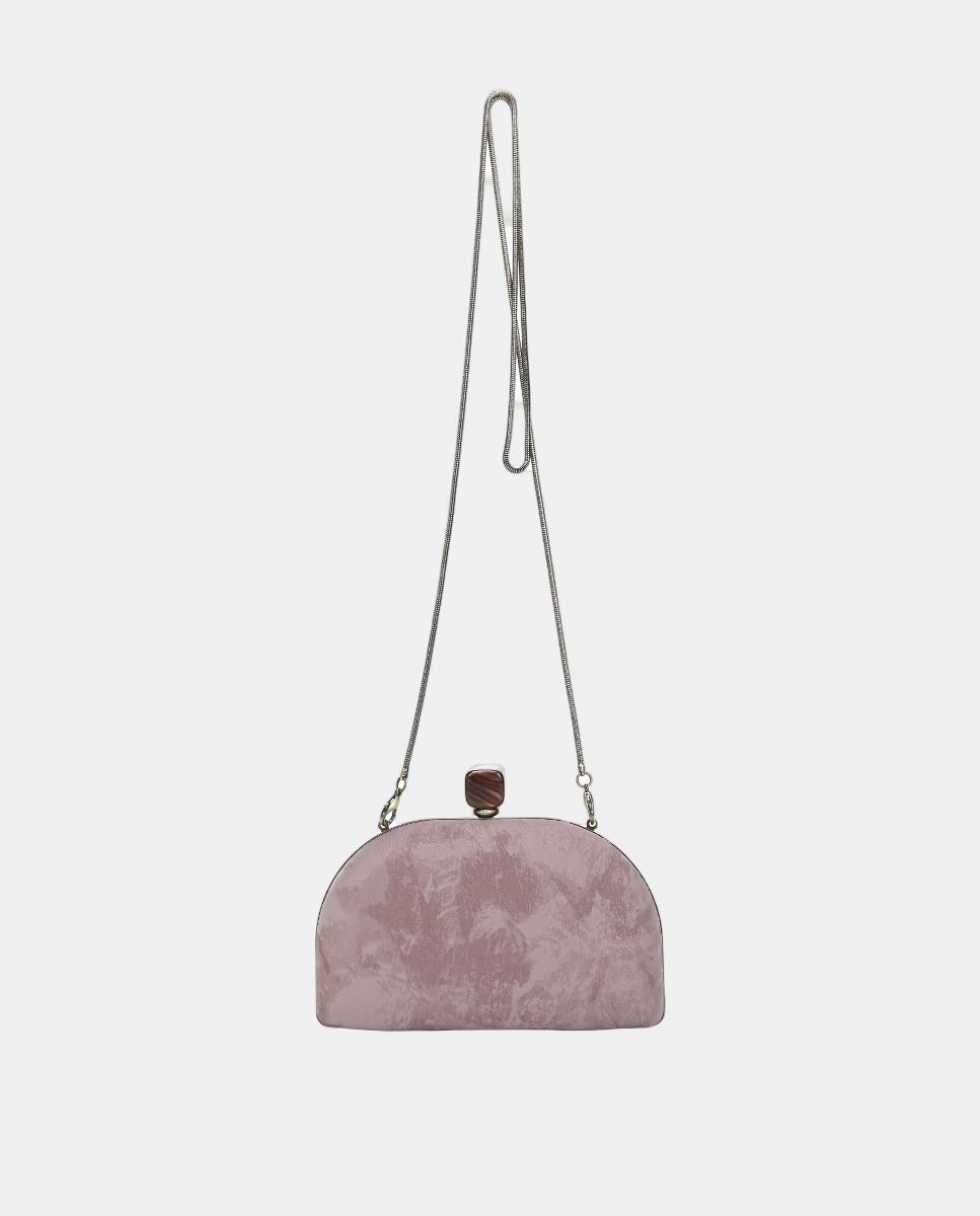 Mala Clutch Freedom em Veludo Castanho-3