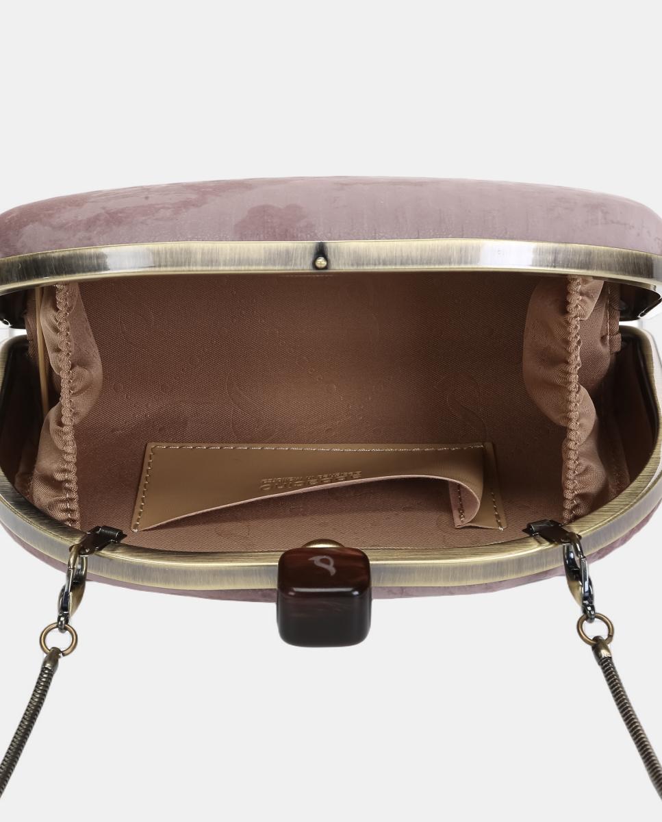 Mala Clutch Freedom em Veludo Castanho-5
