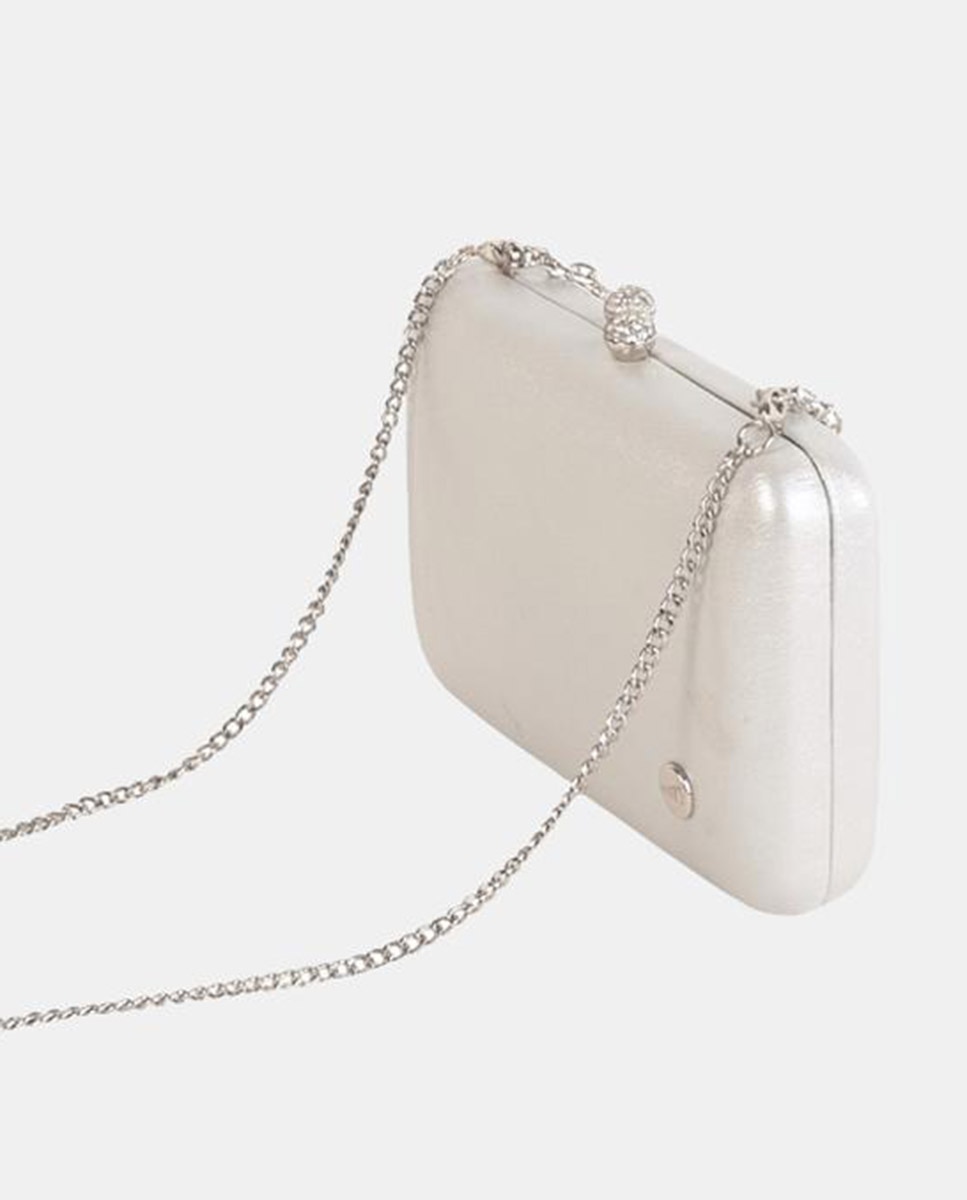 Mala Clutch em PU com Fecho Metálico Prata-2