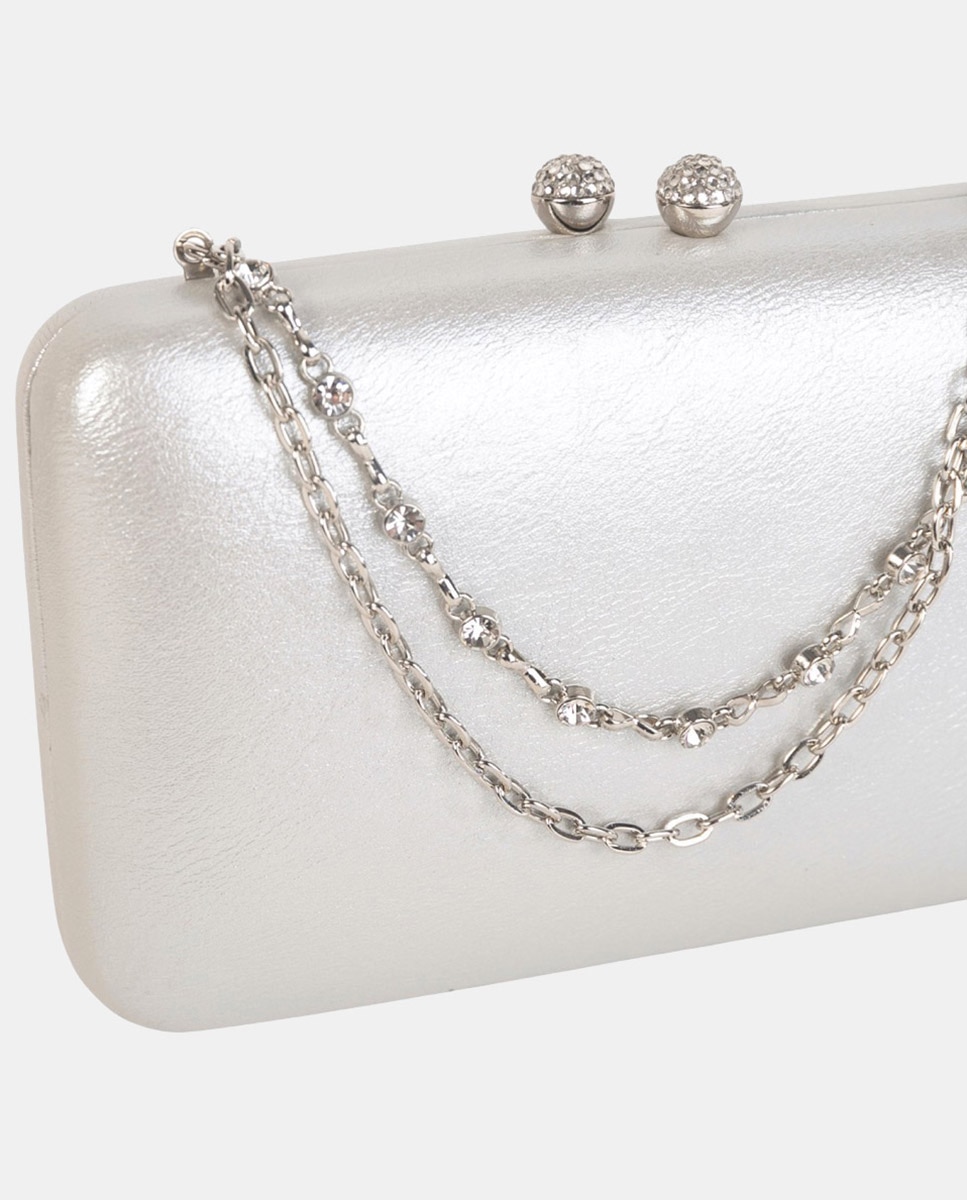 Mala Clutch em PU com Fecho Metálico Prata-3