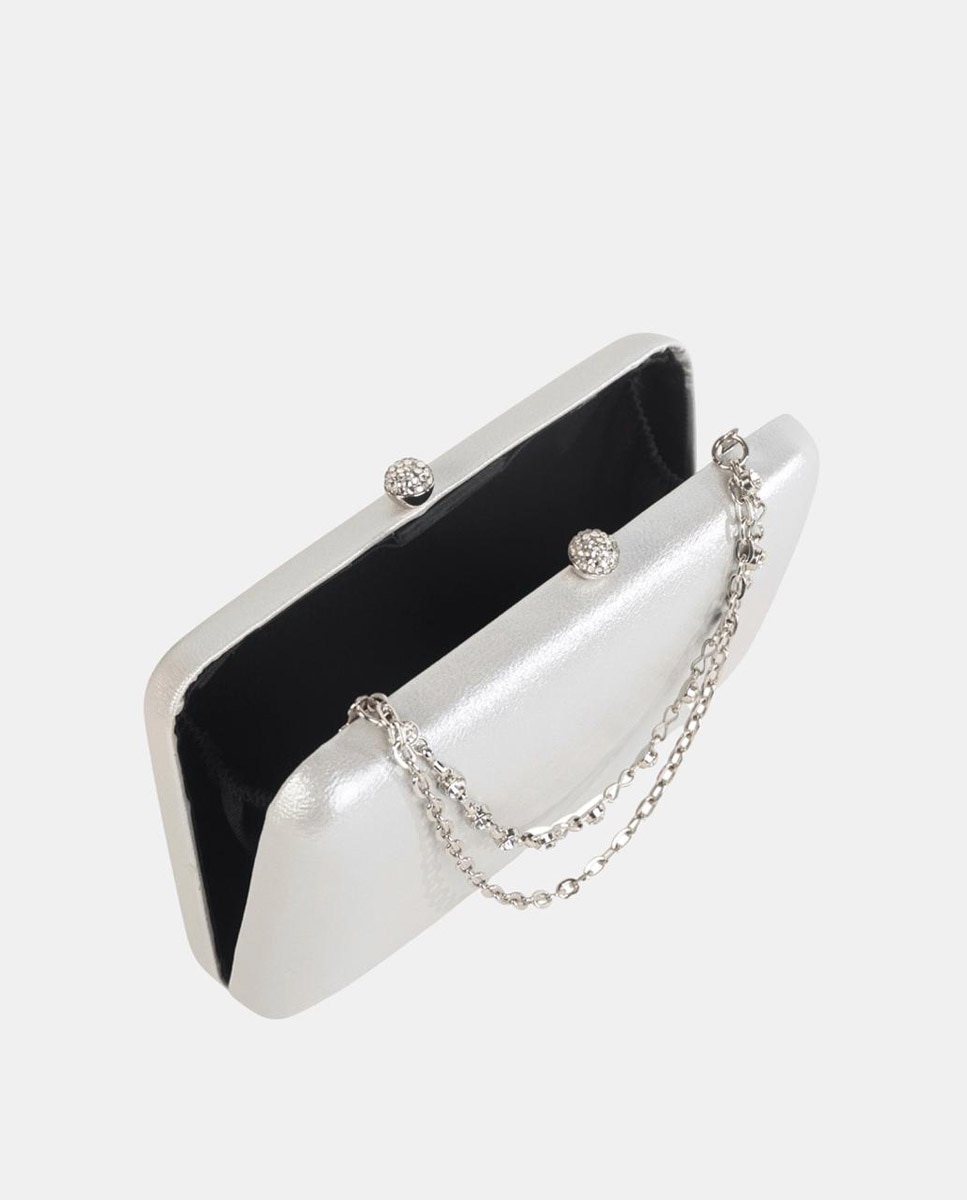 Mala Clutch em PU com Fecho Metálico Prata-4