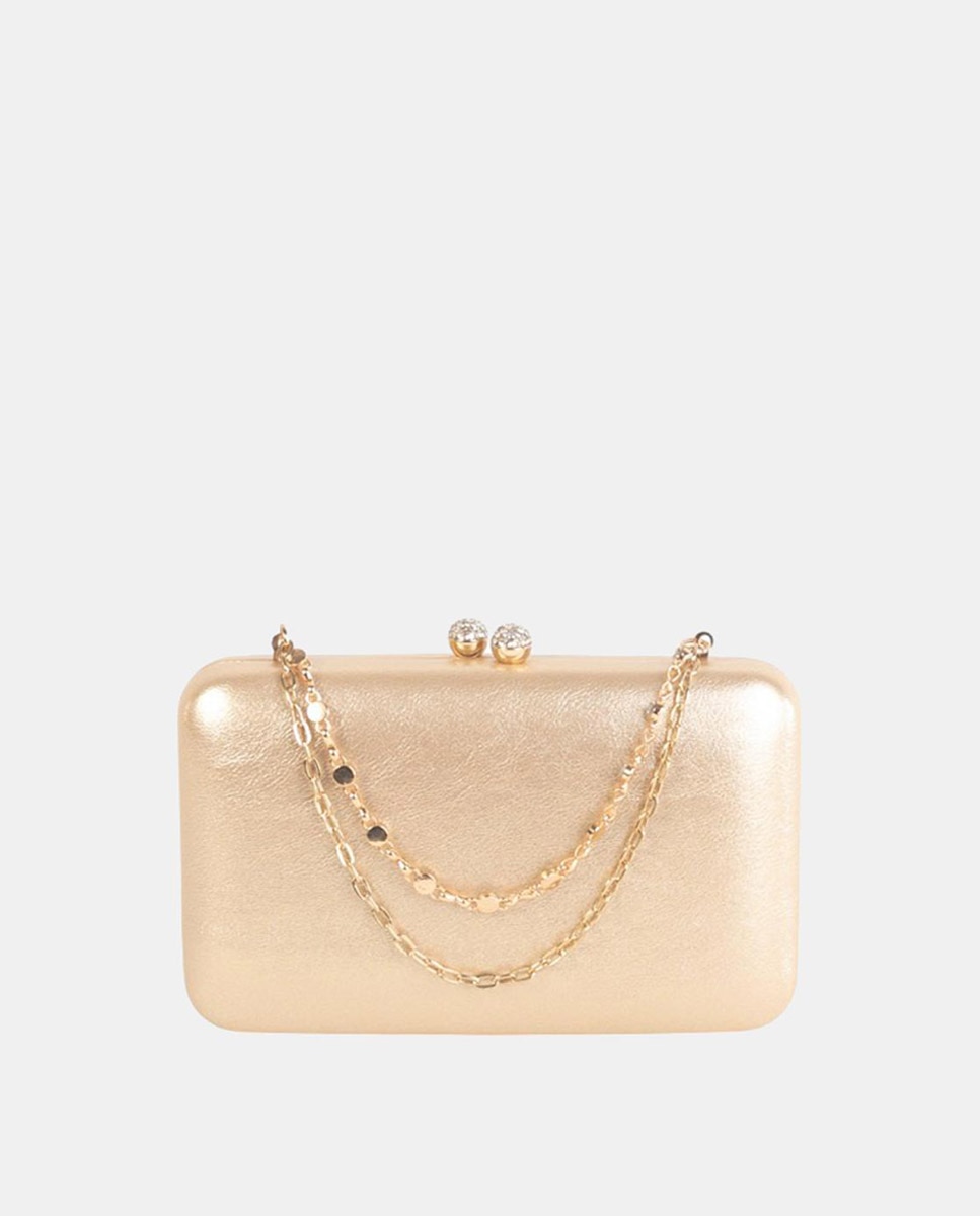Mala Clutch em PU com Fecho Metálico Ouro-1