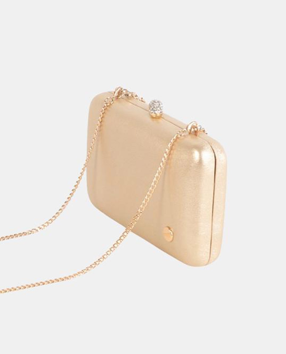 Mala Clutch em PU com Fecho Metálico Ouro-2