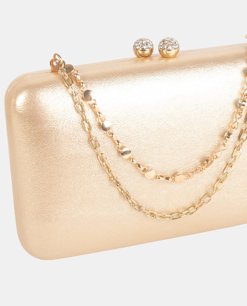Mala Clutch em PU com Fecho Metálico Ouro-3