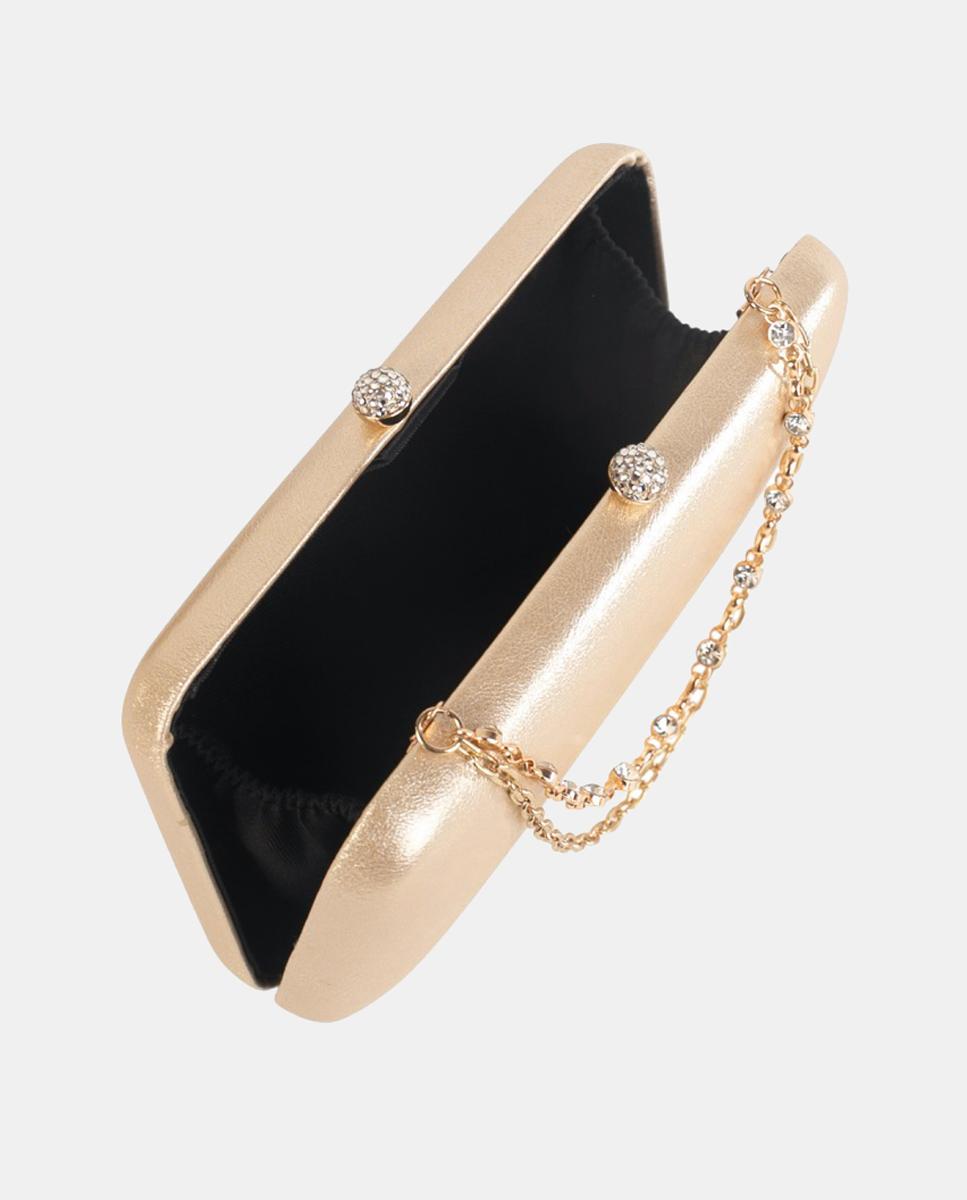 Mala Clutch em PU com Fecho Metálico Ouro-4
