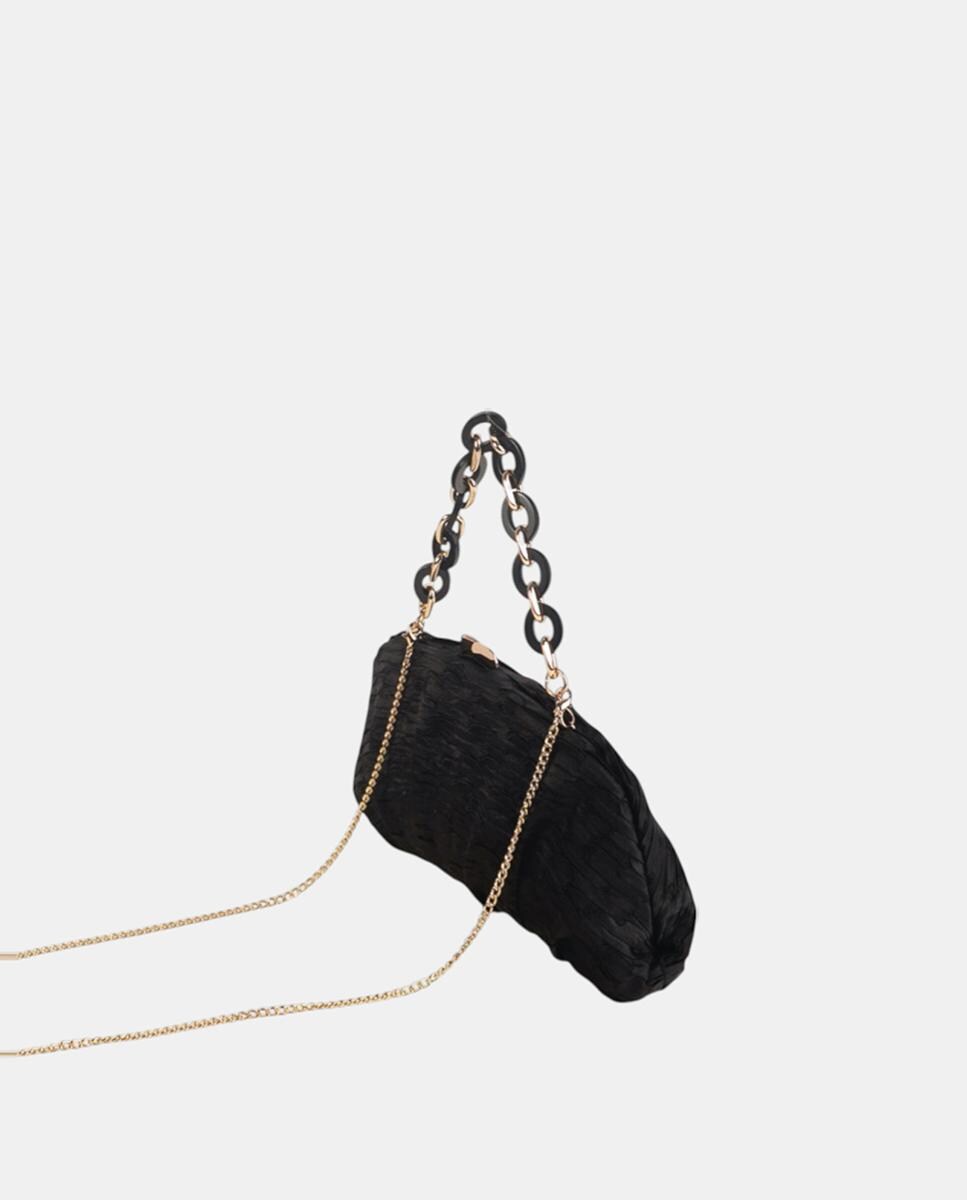 Mala Clutch de Cetim com Textura Preto-2