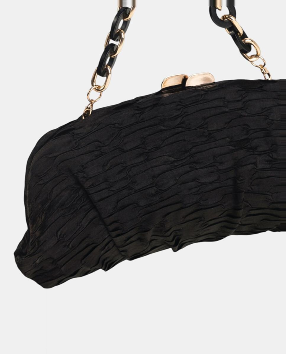 Mala Clutch de Cetim com Textura Preto-3