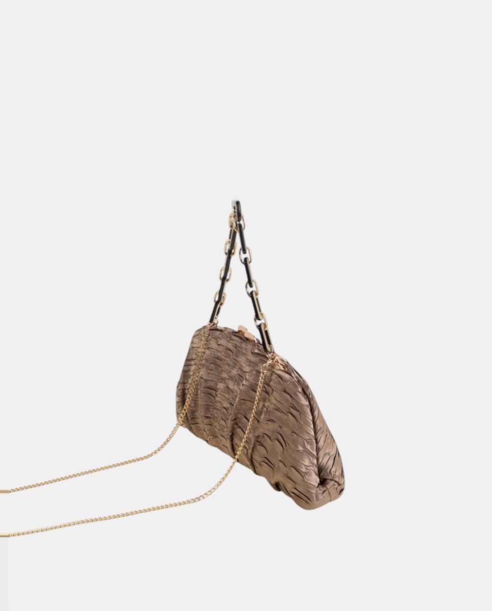 Mala Clutch de Cetim com Textura Bege-2