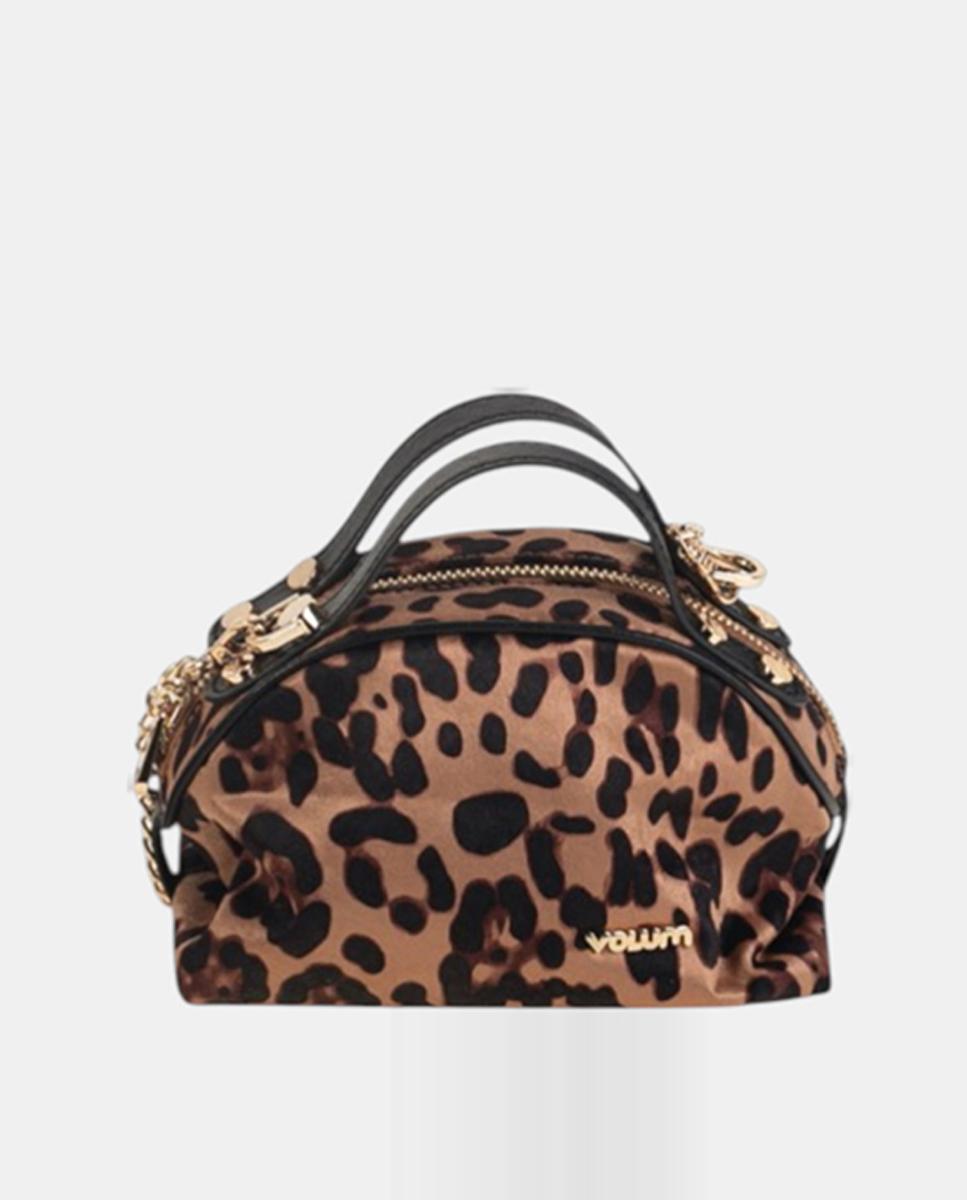Imagem 0 de Mala de Mão em Animal Print de Leopardo com Fecho de Correr Metálico