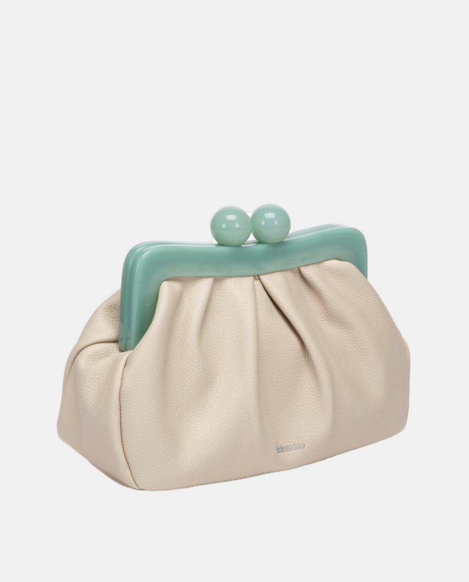 Mala Clutch de Festa com Fecho Metálico Bege-2
