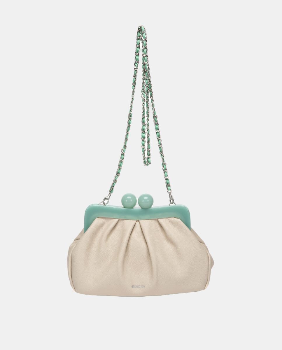 Mala Clutch de Festa com Fecho Metálico Bege-5