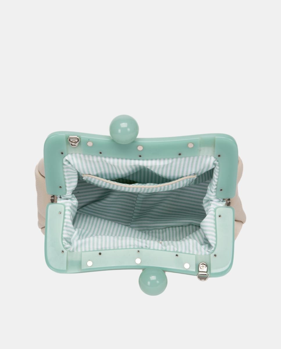 Mala Clutch de Festa com Fecho Metálico Bege-7