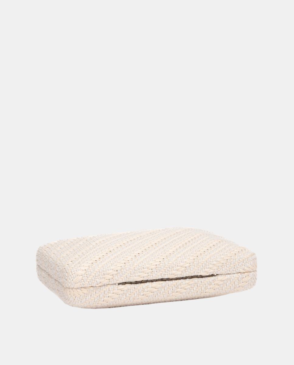 Mala Clutch de Festa com Fecho de Madeira Bege-6