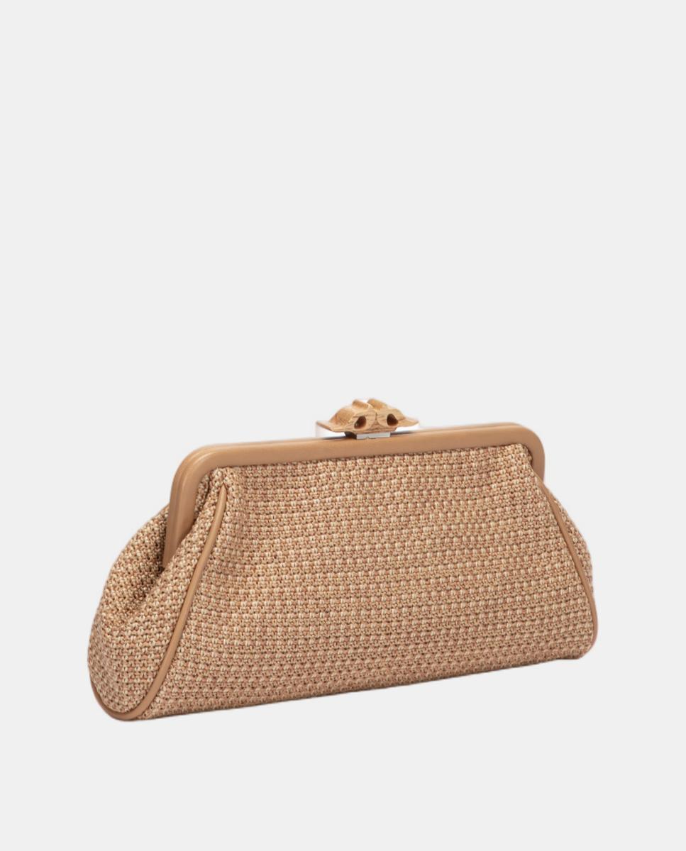Mala Clutch de Festa Mesclada com Fecho Metálico Camel-2