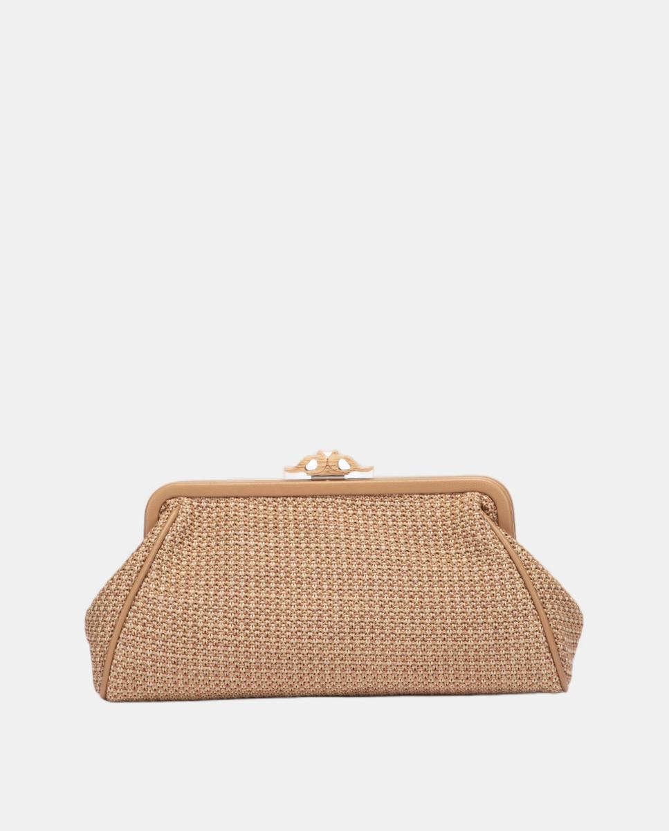 Mala Clutch de Festa Mesclada com Fecho Metálico Camel-3