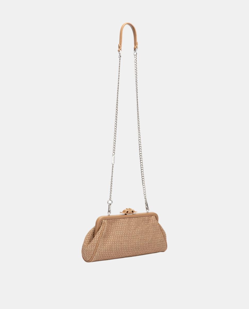 Mala Clutch de Festa Mesclada com Fecho Metálico Camel-4