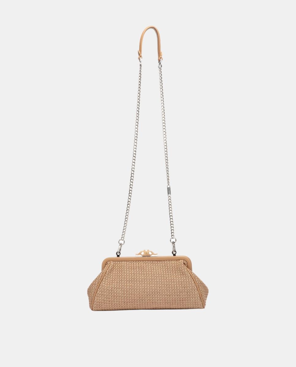 Mala Clutch de Festa Mesclada com Fecho Metálico Camel-6
