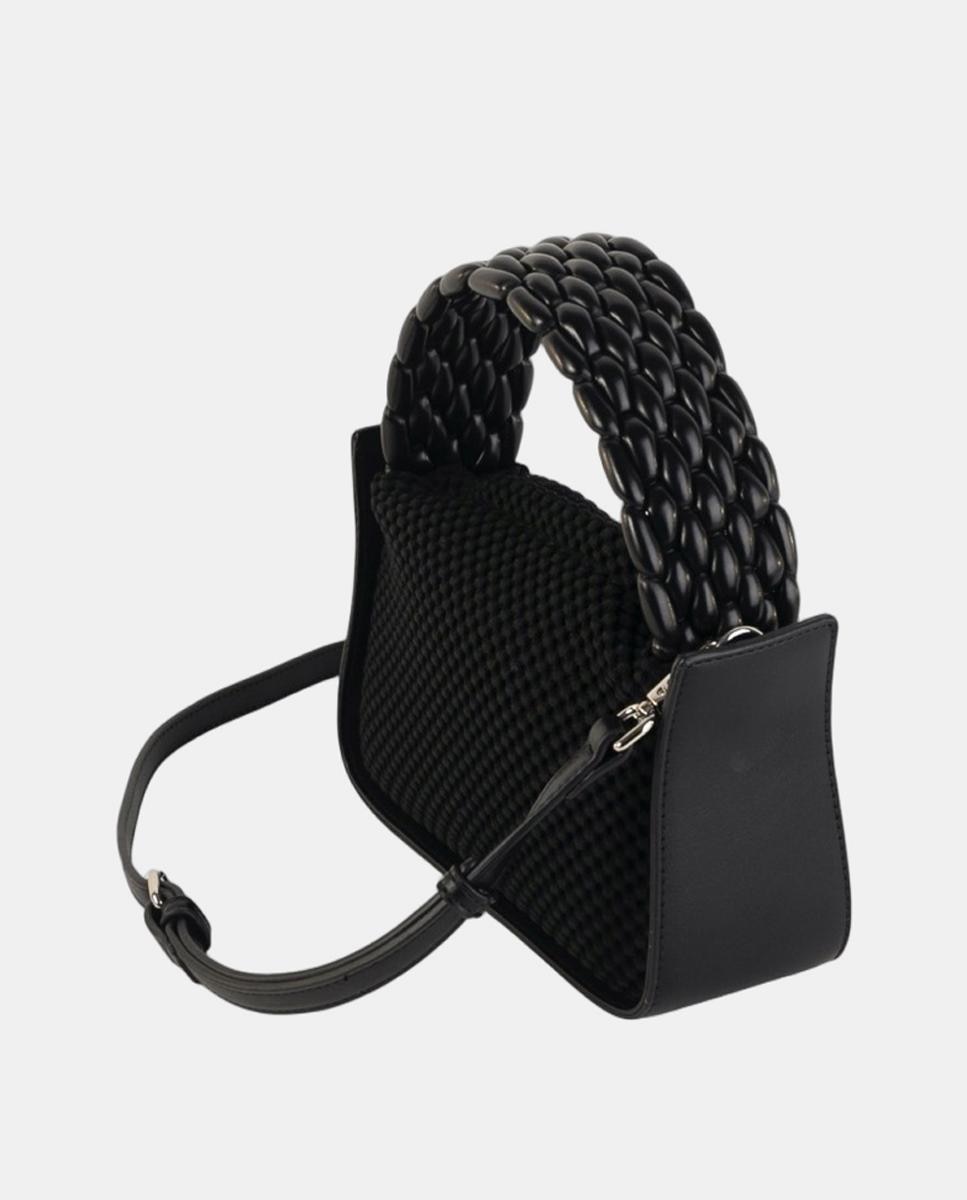 Mala Compacta Texturizada Acolchoada com Alças Preto-2