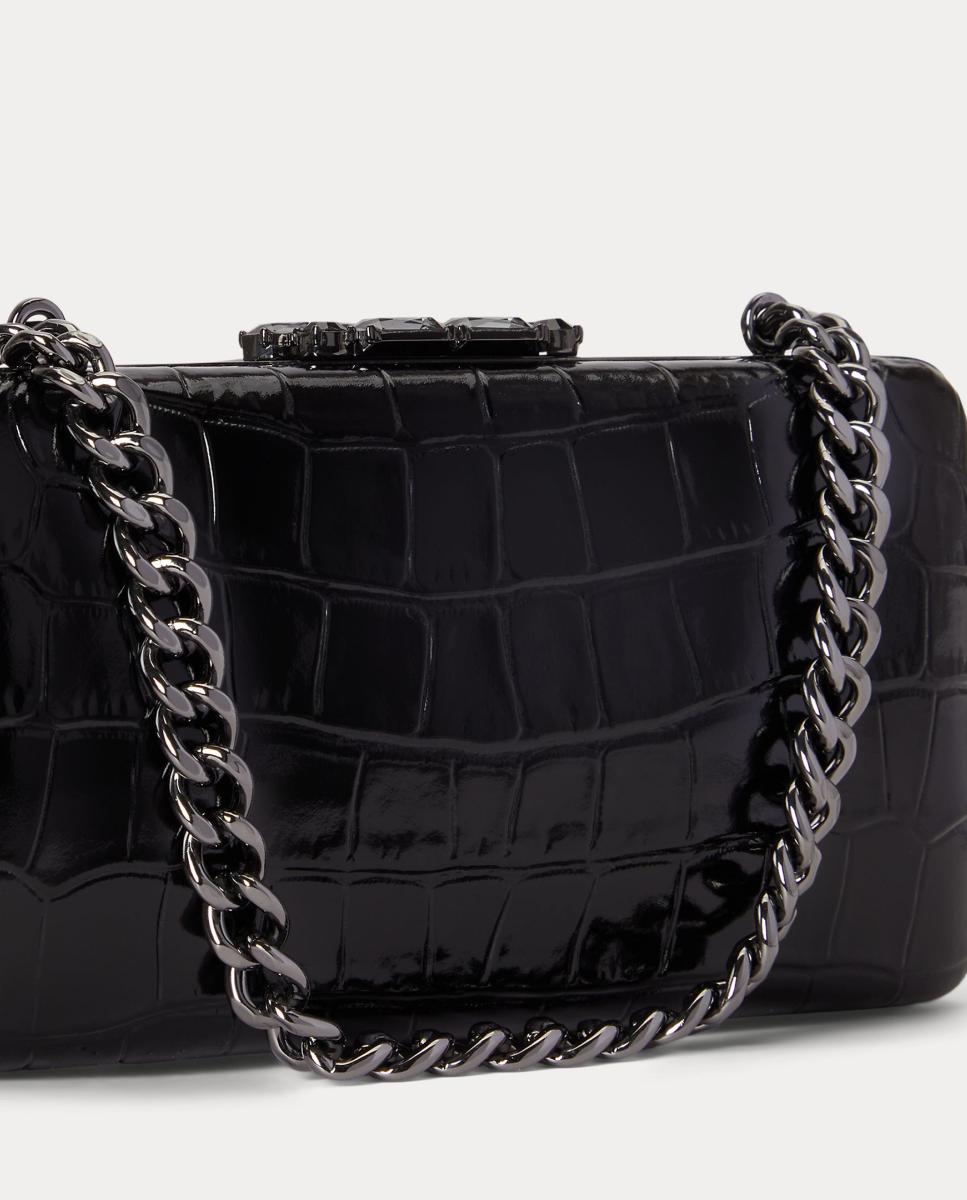 Mala Clutch Franki Pequena com Relevo Preto-6